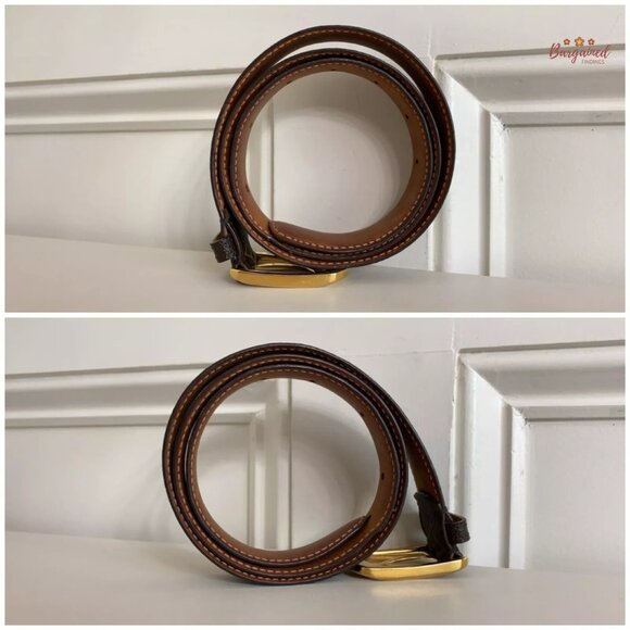 Authentic Louis Vuitton Monogram Canvas Leather Ellipse Gold Buckle Belt 85/34 - Picture 9 of 12